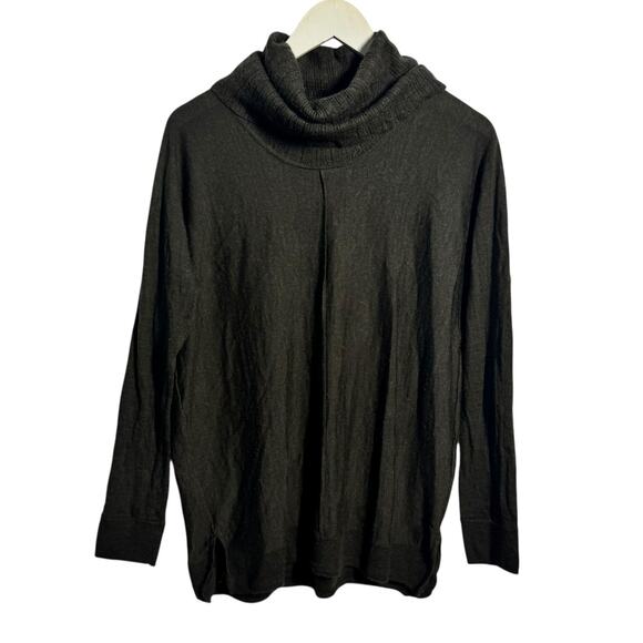 Kenar Sweater Women L Gray Brown Cowl Neck Lock Sleeve 100% Merino Wool Y2K Top - Picture 1 of 7